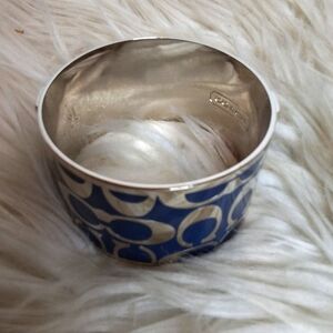 Coach Signature Silver and Blue Wide  Bracelet